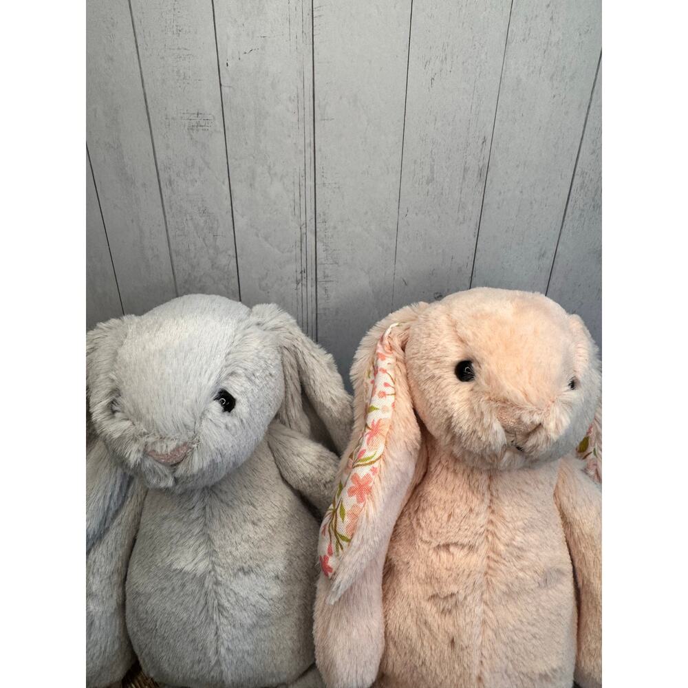 BUNNY BUNDLE Blush Bunny Cherry, Silver Bunny Small Jellycat Bashful Bunny - Picture 4 of 6